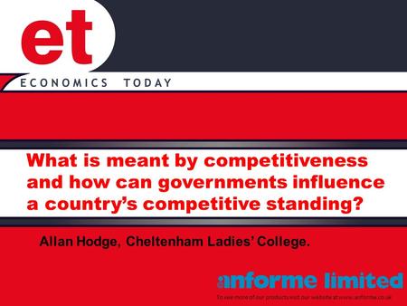 What is meant by competitiveness and how can governments influence a country’s competitive standing? To see more of our products visit our website at www.anforme.co.uk.
