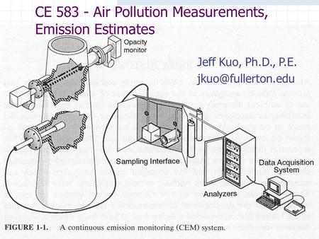 1 CE 583 - Air Pollution Measurements, Emission Estimates Jeff Kuo, Ph.D., P.E.