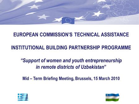 E C P E F EUROPEAN COMMISSION’S TECHNICAL ASSISTANCE INSTITUTIONAL BUILDING PARTNERSHIP PROGRAMME “Support of women and youth entrepreneurship in remote.