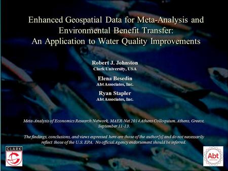 Enhanced Geospatial Data for Meta-Analysis and Environmental Benefit Transfer: An Application to Water Quality Improvements Meta-Analysis of Economics.