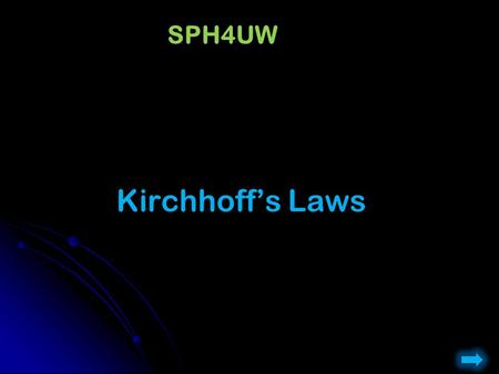Kirchhoff’s Laws SPH4UW. Last Time Resistors in series: Resistors in parallel: Current thru is same; Voltage drop across is IR i Voltage drop across is.