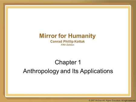 Mirror for Humanity Conrad Phillip Kottak Fifth Edition