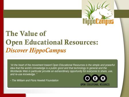 The Value of Open Educational Resources: Discover HippoCampus.