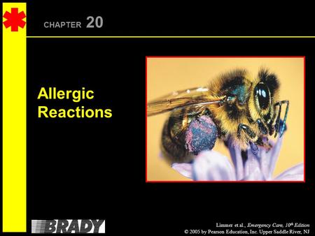 Limmer et al., Emergency Care, 10 th Edition © 2005 by Pearson Education, Inc. Upper Saddle River, NJ CHAPTER 20 Allergic Reactions.