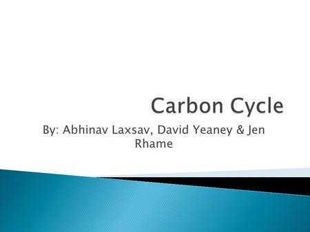By: Abhinav Laxsav, David Yeaney & Jen Rhame.  The carbon cycle is the biogeochemical cycle by which carbon is exchanged among the biosphere, geosphere,
