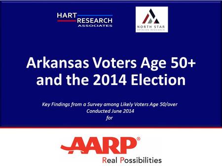 Arkansas Voters Age 50+ and the 2014 Election Key Findings from a Survey among Likely Voters Age 50/over Conducted June 2014 for.