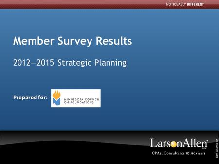 ©2011 LarsonAllen LLP 1 11 Member Survey Results 2012—2015 Strategic Planning Prepared for: