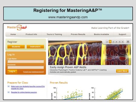 Registering for MasteringA&P™ www.masteringaandp.com.