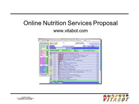 Online Nutrition Services Proposal www.vitabot.com.