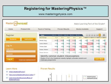 Registering for MasteringPhysics™ www.masteringphysics.com.