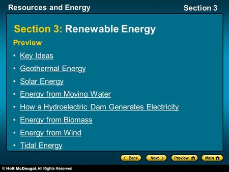Section 3: Renewable Energy