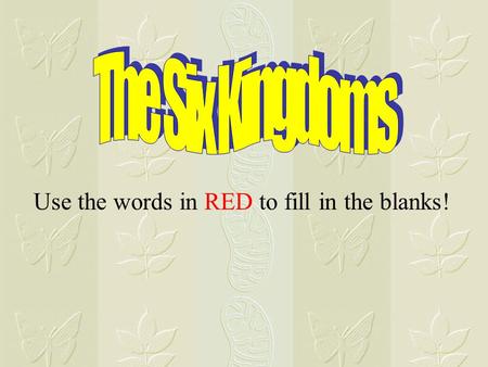 The Six Kingdoms Use the words in RED to fill in the blanks!