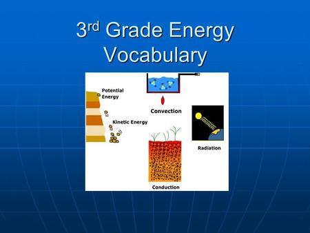 3 rd Grade Energy Vocabulary. What do we call thermal energy that moves without touching anything? ___________________________.