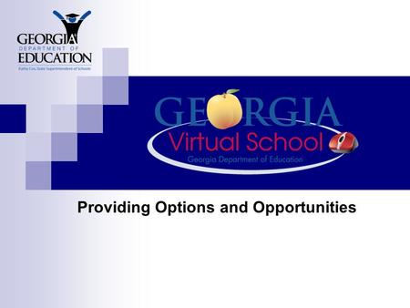 Providing Options and Opportunities. GaDOE Instructional Technology Goal Improve and continue to develop/implement world class instructional technology.
