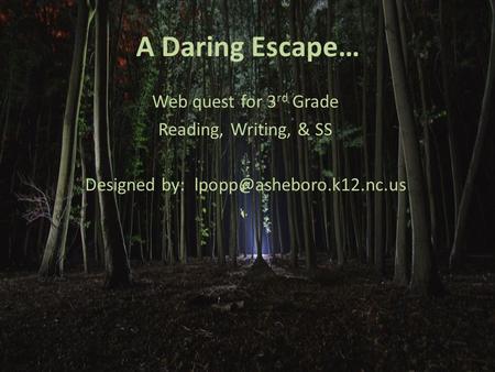 A Daring Escape… Web quest for 3 rd Grade Reading, Writing, & SS Designed by: