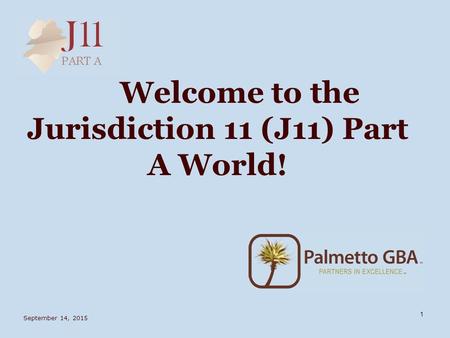September 14, 2015 1 Welcome to the Jurisdiction 11 (J11) Part A World!