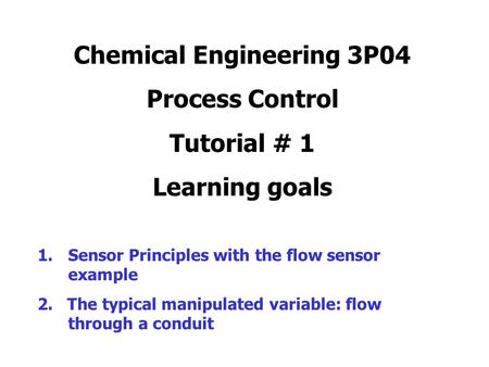 Chemical Engineering 3P04