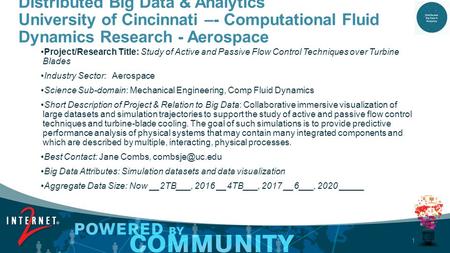 1 Distributed Big Data & Analytics University of Cincinnati –- Computational Fluid Dynamics Research - Aerospace Project/Research Title: Study of Active.