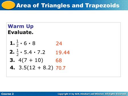 Area of Triangles and Trapezoids