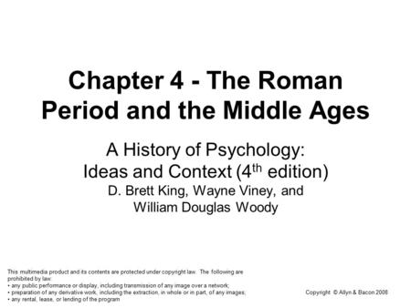 Chapter 4 - The Roman Period and the Middle Ages
