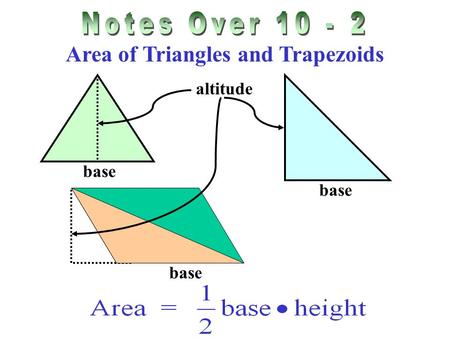 Area of Triangles and Trapezoids base altitude base.
