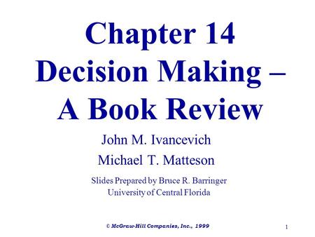 Chapter 14 Decision Making – A Book Review