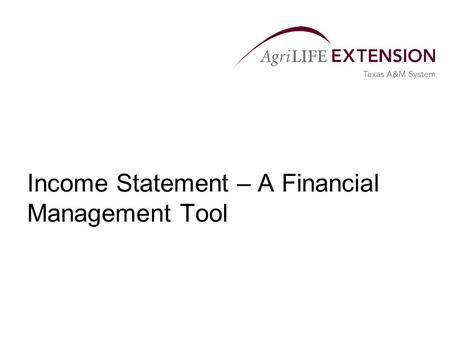 Income Statement – A Financial Management Tool. What is an Income Statement?  A financial statement that measures the profit or loss of a business for.