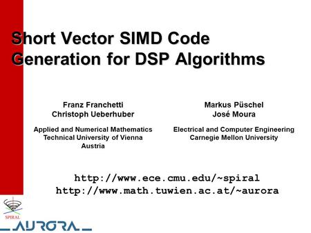 Short Vector SIMD Code Generation for DSP Algorithms