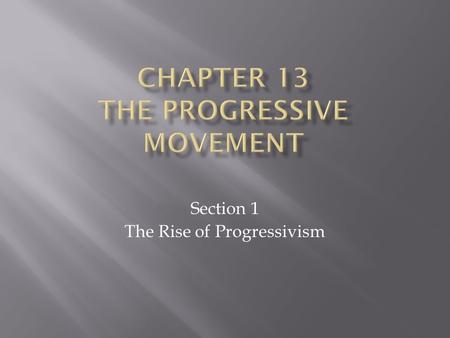 Chapter 13 The progressive movement