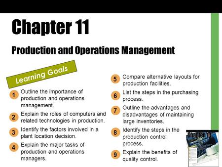 Chapter 11 Production and Operations Management Learning Goals