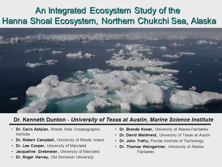 An Integrated Ecosystem Study of the