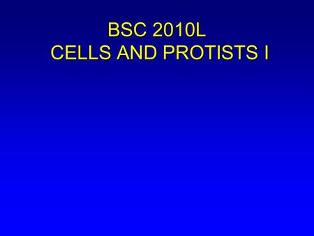 BSC 2010L CELLS AND PROTISTS I. In this lab we will: A. Review cell structure and function (Chapter 2). B. Begin examining diversity of life with some.