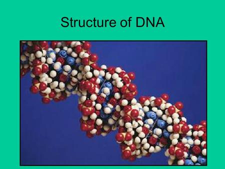 Structure of DNA. Function of DNA DNA is the genetic material of the cellDNA is the genetic material of the cell The structure of DNA must allow:The structure.