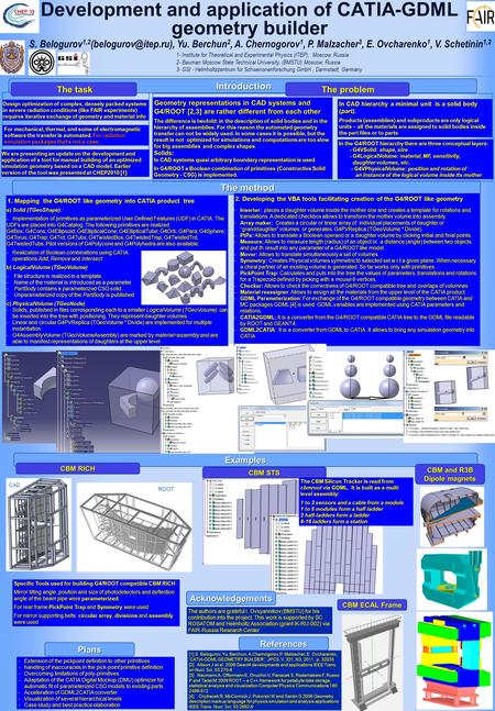 Examples Development and application of CATIA-GDML geometry builder Introduction 1- Institute for Theoretical and Experimental Physics (ITEP), Moscow,