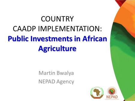Public Investments in African Agriculture COUNTRY CAADP IMPLEMENTATION: Public Investments in African Agriculture Martin Bwalya NEPAD Agency.