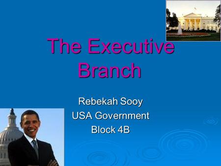 The Executive Branch Rebekah Sooy USA Government Block 4B.