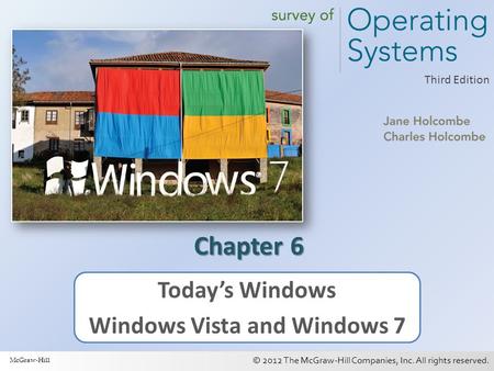 © 2012 The McGraw-Hill Companies, Inc. All rights reserved. 1 Third Edition Chapter 6 Today’s Windows Windows Vista and Windows 7 McGraw-Hill.