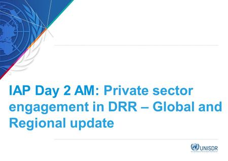 IAP Day 2 AM: Private sector engagement in DRR – Global and Regional update.