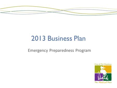 2013 Business Plan Emergency Preparedness Program.