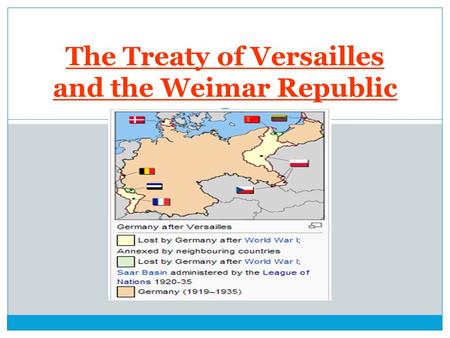The Treaty of Versailles and the Weimar Republic.