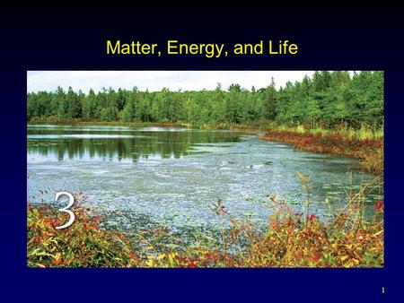 1 Matter, Energy, and Life. 2 Outline Elements of Life Organic Compounds and Cells Energy  Laws of Thermodynamics  Photosynthesis / Respiration Ecosystems.