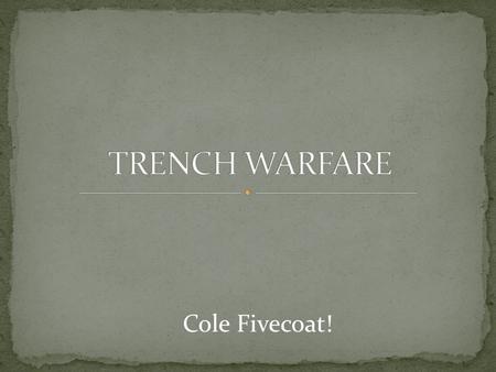 Cole Fivecoat!. 1919 19181914 191519161917 Francis Ferdinand assassinated at Sarajevo Trench warfare started to dominate the Western Front Italy declared.