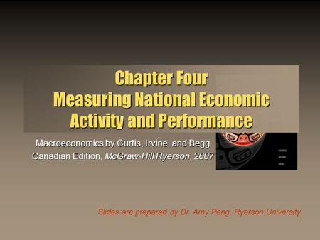 Slides are prepared by Dr. Amy Peng, Ryerson University Chapter Four Measuring National Economic Activity and Performance Macroeconomics by Curtis, Irvine,