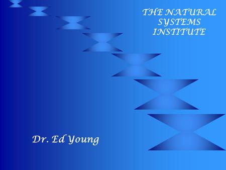 Dr. Ed Young THE NATURAL SYSTEMS INSTITUTE THE NATURAL SYSTEMS INSTITUTE’S PHILOSOPHY Whether working with a large institution or organization or with.