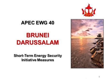 1 km APEC EWG 40 BRUNEI DARUSSALAM Short-Term Energy Security Initiative Measures APEC EWG 40 BRUNEI DARUSSALAM Short-Term Energy Security Initiative Measures.