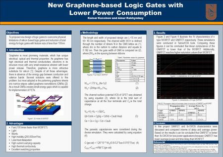 TEMPLATE DESIGN © 2008 www.PosterPresentations.com 1. Introduction New Graphene-based Logic Gates with Lower Power Consumption Kaisar Kussinov and Ainur.