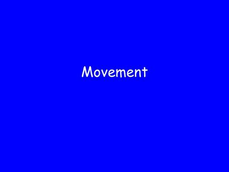 Movement. Basic Muscle Physiology Control and Coordination of Movement Movement as a behavioural measure Movement.