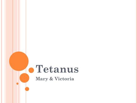 Tetanus Mary & Victoria. Tetanus What is Tetanus? The Biology: Clostridium tetani Prevention by Vaccination Treatment.