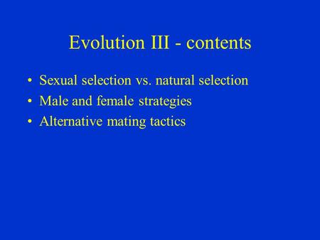 Evolution III - contents