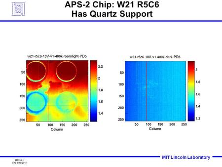 MIT Lincoln Laboratory 999999-1 XYZ 9/15/2015 APS-2 Chip: W21 R5C6 Has Quartz Support.